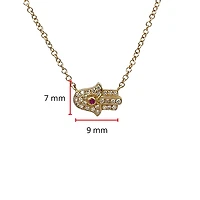 14K Yellow Gold Ruby and Diamond Hamsa Pendant, 18”