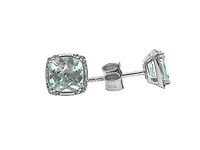 10K White Gold Aquamarine & 0.06cttw Diamond Earrings