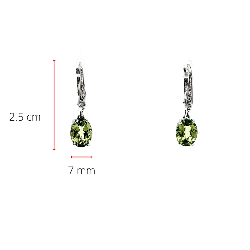 10K White Gold Peridot & Diamond Earrings