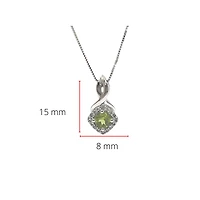 10K White Gold 0.40cttw Peridot and 0.08cttw Diamond Pendant, 18" Box Chain