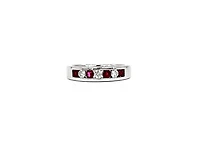 10K White Gold Ruby & Diamond Band-Size 6.5