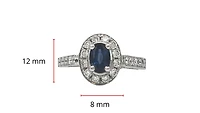 14K White Gold 0.75cttw Genuine Oval Cut Sapphire and 0.50cttw Diamond Ring, size 6.5