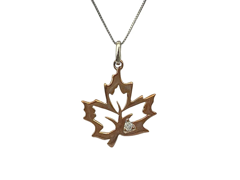 10K Rose Gold 0.02cttw Canadian Diamond Pendant, 18"