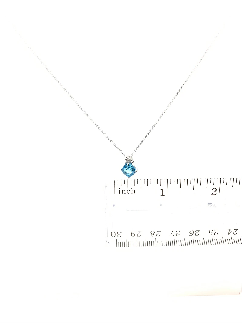 Blue Topaz and Diamond Pendant