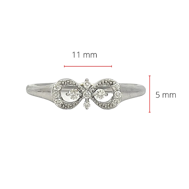 10K White Gold 0.10cttw Diamond Infinity / Cross Ring, size 6