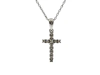 10K White Gold 0.09cttw Diamond Cross Necklace (8mm x 13mm) - 18 Inches