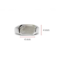 10K White Gold 0.007cttw Diamond Signet Ring - /