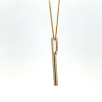 10K Yellow Gold 0.008cttw  Diamond  Bar Pendant, 18"