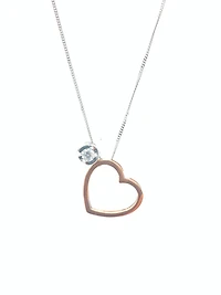 10K White & Rose Gold 0.09cttw Diamond Heart Pendant, 18"