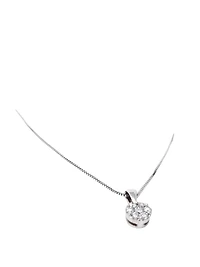 14K White Gold 0.19cttw Diamond Pendant, 18"