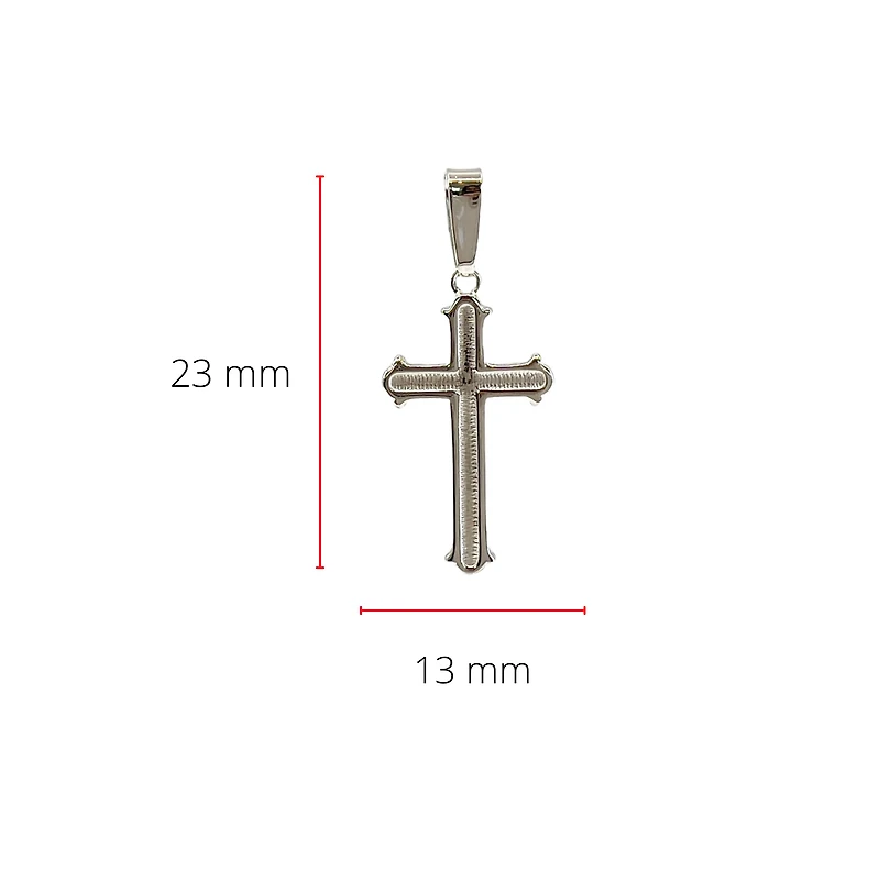 925 Sterling Silver 23mm x 13mm Patterned Flat Cross Charm