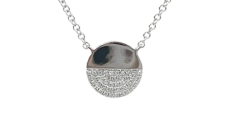 14K White Gold 0.08cttw Diamond Pendant, 18"