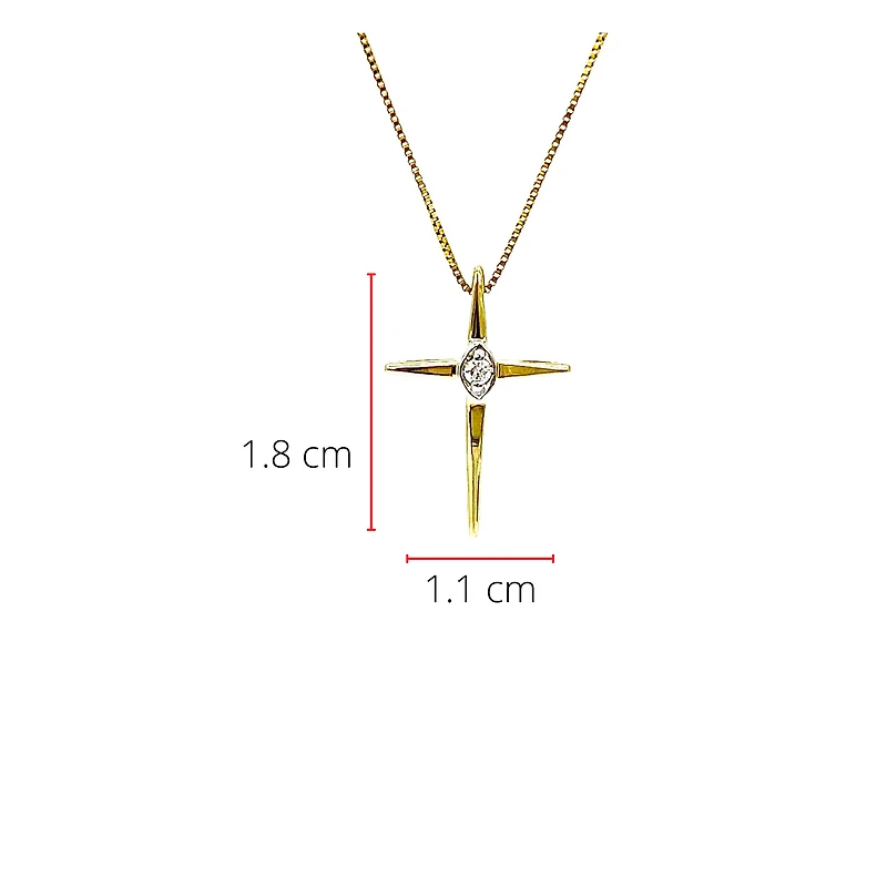 10K Yellow Gold 0.015cttw Diamond Cross Pendant
