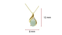 10K Yellow Gold Jade And Diamond Pendant - 18"