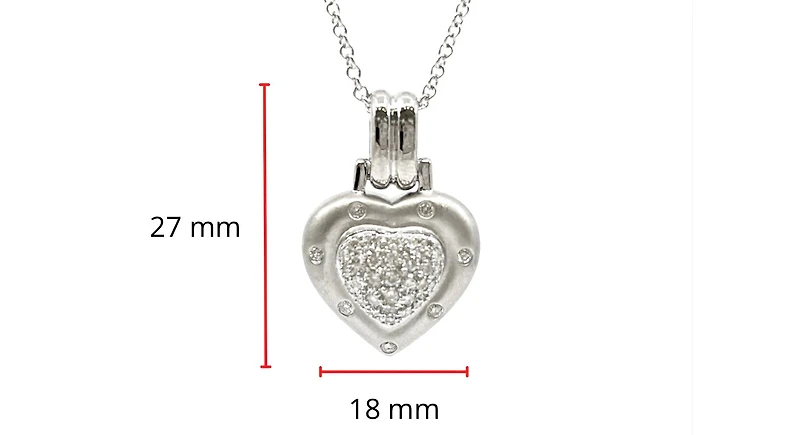 14K White Gold 0.55 cttw Diamond Heart Pendant, 18"