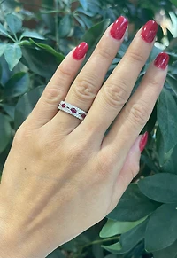 14K White Gold 0.65cttw Ruby and 0.58cttw Diamond Ring - Size 7
