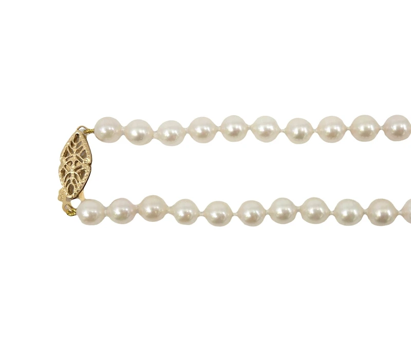 5.5-8mm White Cultured Graduated Pearl Strand with 14K Yellow Gold Pearl Clasp - 20"