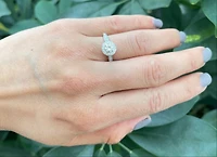 14K White Gold 0.77cttw Diamond Halo Engagement Ring,  6