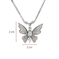 14K White Gold 0.75cttw Diamond Butterfly Pendant, 18"