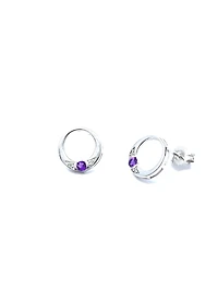 10K White Gold 0.10cttw Amethyst & 0.02cttw Diamond Eternity Stud Earrings