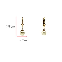 14K Gold 7-7.5mm Cultured Pearl Earrings with Lever Backs