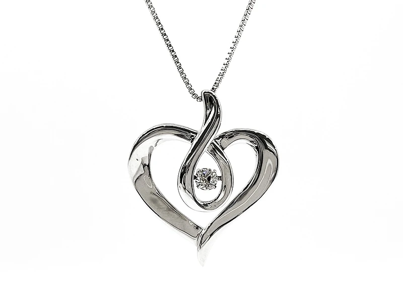 Sterling Silver 0.142cttw Canadian Diamond Heart Infinity Necklace, 18"