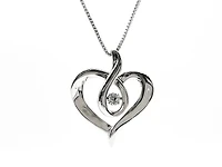 Sterling Silver 0.142cttw Canadian Diamond Heart Infinity Necklace, 18"