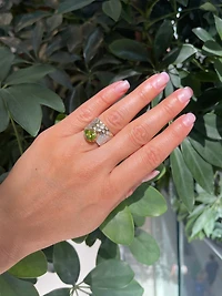 Sterling Silver & 18K Yellow Gold Plated Peridot Ring, size 7
