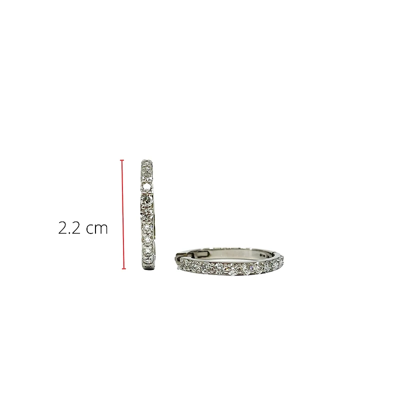 10K White Gold 0.75cttw Diamond Huggies - 20mm