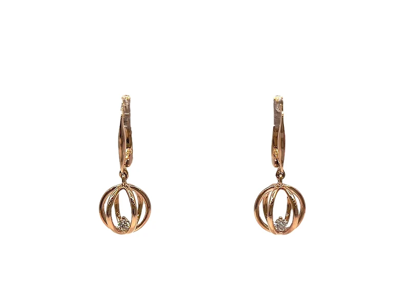 14K Rose Gold 0.124cttw Canadian Diamond Dangle Earrings
