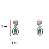 10K White Gold 0.40cttw Oval Cut Emerald Earrings
