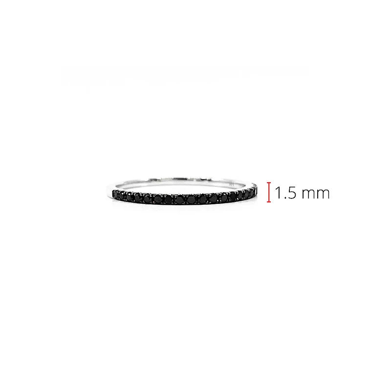 14K White Gold 0.17cttw Black Diamond Ring - Size 6.5