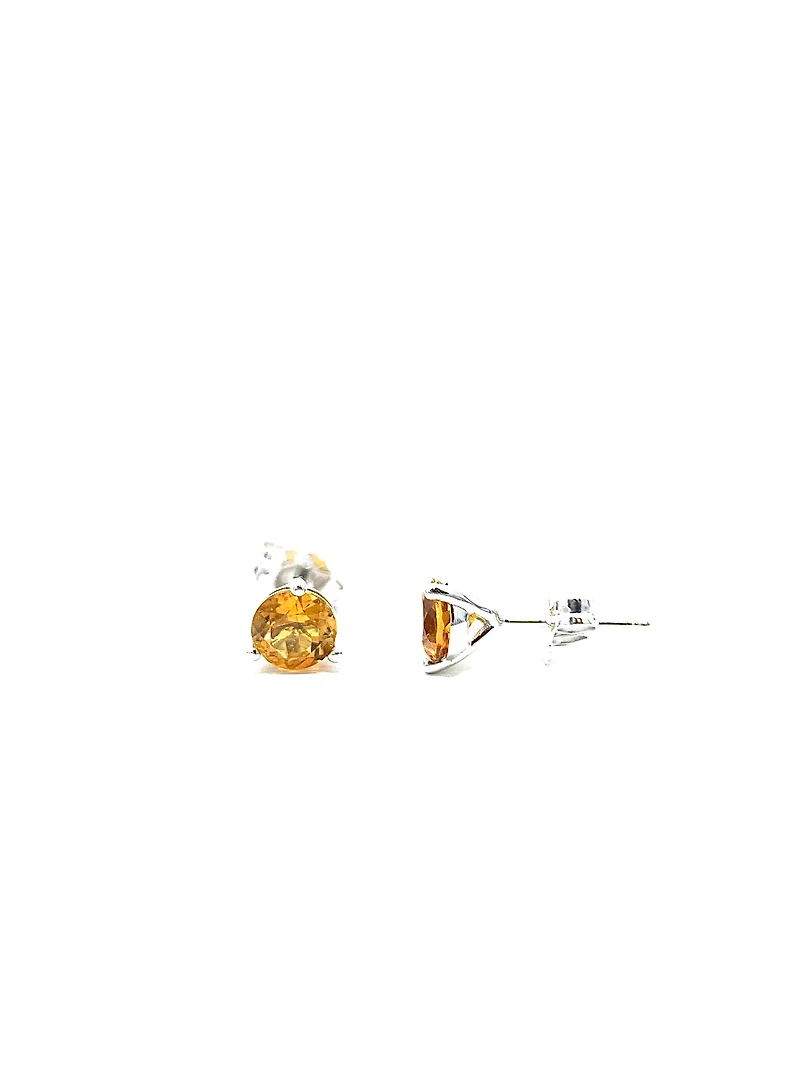 10K White Gold 0.96cttw Citrine Stud Earrings