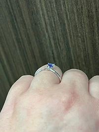10K White Gold Tanzanite and Diamond Ring - Size 7