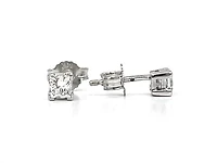 14K White Gold 0.50cttw Princess Cut Canadian Diamond Earrings with Butterfly Backs