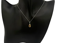 10K White Gold 1.00cttw Cushion Cut Citrine and 0.007cttw Diamond Pendant, 18"