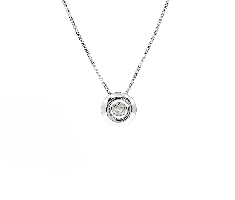Sterling Silver Canadian Diamond 0.24cttw Round Cut Pendant, 18"