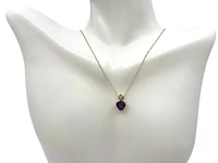 10K Yellow Gold Amethyst & Diamond Necklace, 18"