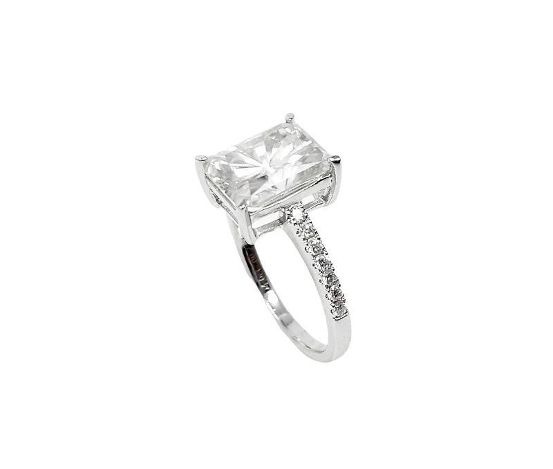 Silver 4.00cttw Moissanite Engagement Ring - 4.5
