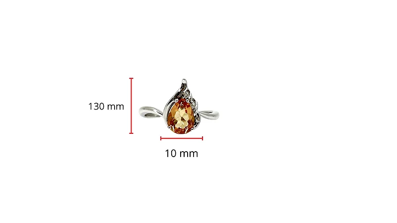 10K White Gold 0.80cttw Genuine Citrine and 0.019cttw Diamond Ring, size 7