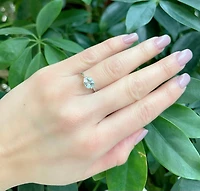 10K White Gold 0.80cttw Aquamarine & 0.02cttw Diamond Ring, size 7