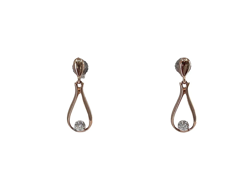 10K Rose Gold 0.06cttw Canadian Diamond Dangle Earrings