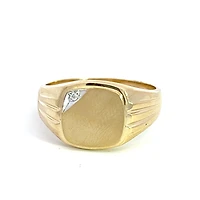 10K Yellow Gold 0.01cttw Diamond Men's Signet  Ring, size 9