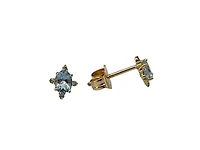 10K Yellow Gold Aquamarine and Diamond Earrings