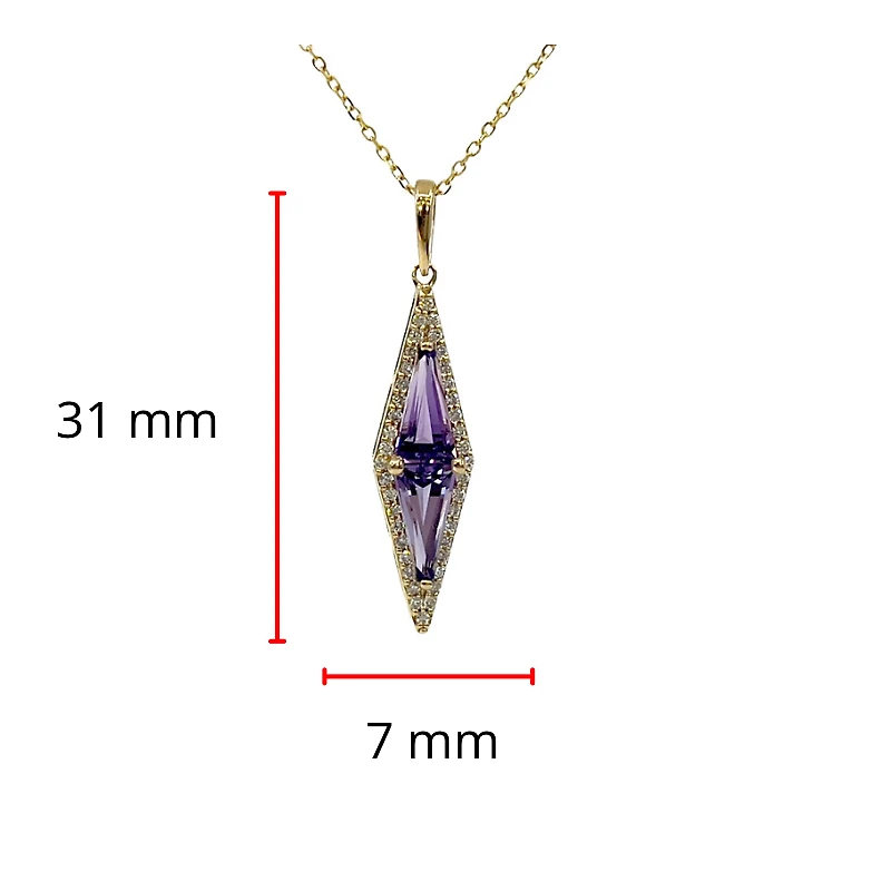 14K Yellow Gold 0.92cttw Amethyst and 0.20cttw Diamond Necklace - 18 Inches