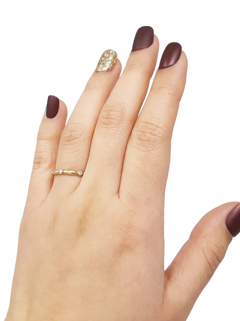 10K Yellow Gold 0.10cttw Diamond Stacking Ring / Band, size 6.5