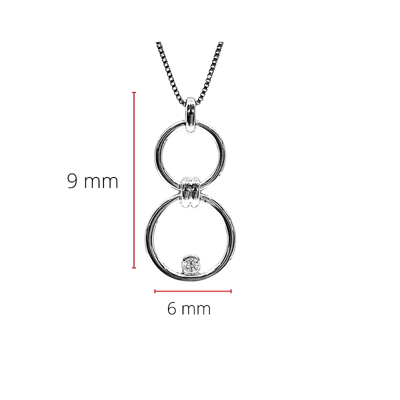 Sterling Silver 0.102cttw Diamond Double Infinity / Circle Necklace, 18"