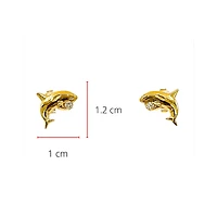 14K Yellow Gold 0.06cttw Diamond Orca Earrings with Butterfly Backs - 12mm x 10mm