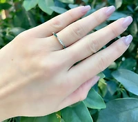 10K White Gold 0.06cttw Genuine Emerald and 0.07cttw Diamond Ring, size 7