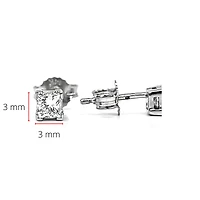 14K White Gold 0.27cttw Princess Cut Canadian Diamond Earrings